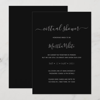 Invitation Élégante Fête des mariées virtuelle minimale en ar