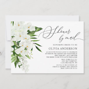 Invitation Elégante Fête des mariées virtuelle orchidée blanc