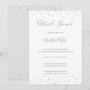 Invitation Elégante Fête des mariées virtuelle simple Silver 