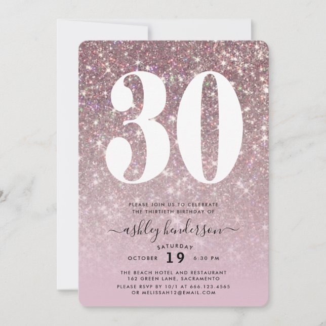 Invitation Élégante fête du 30e anniversaire (Devant)