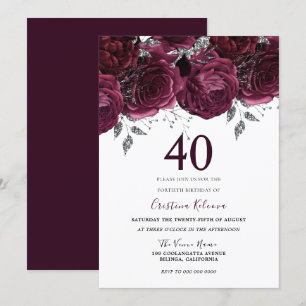 Invitation Elégante fête du 40e anniversaire des Roses du Mar