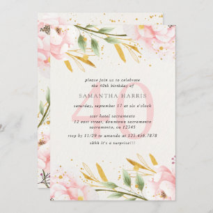 Invitation Elégante fête du 40e anniversaire Pink & Gold
