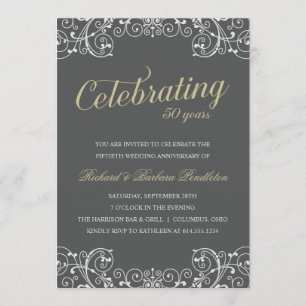 Invitation Élégante fête du 50e anniversaire du Mariage