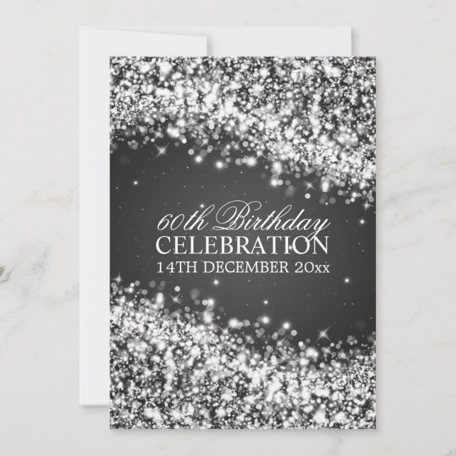 Invitation Élégante fête du 60e anniversaire avec une vague d (Devant)