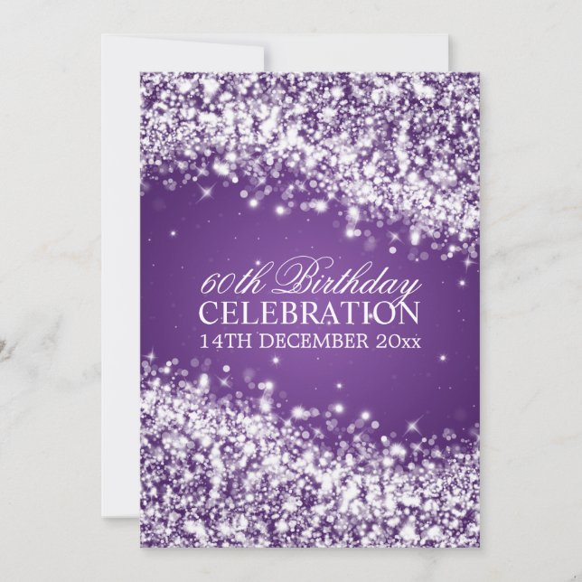 Invitation Élégante fête du 60e anniversaire avec une vague d (Devant)