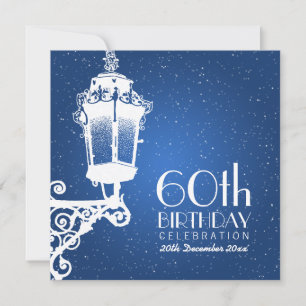 Invitation Élégante fête du 60e anniversaire Lampe Vintage bl