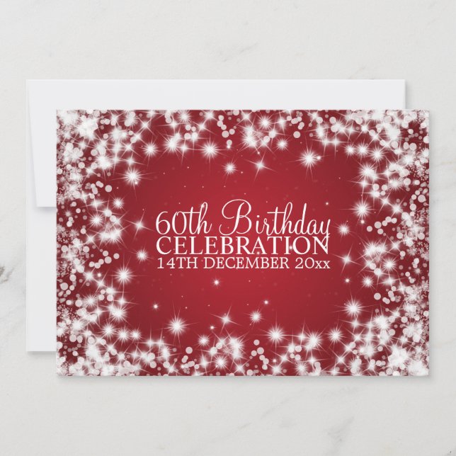 Invitation Élégante fête du 60e anniversaire Sparkle Red (Devant)