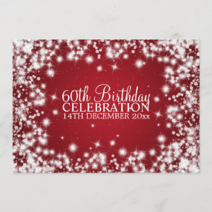 Invitation Élégante fête du 60e anniversaire Sparkle Red