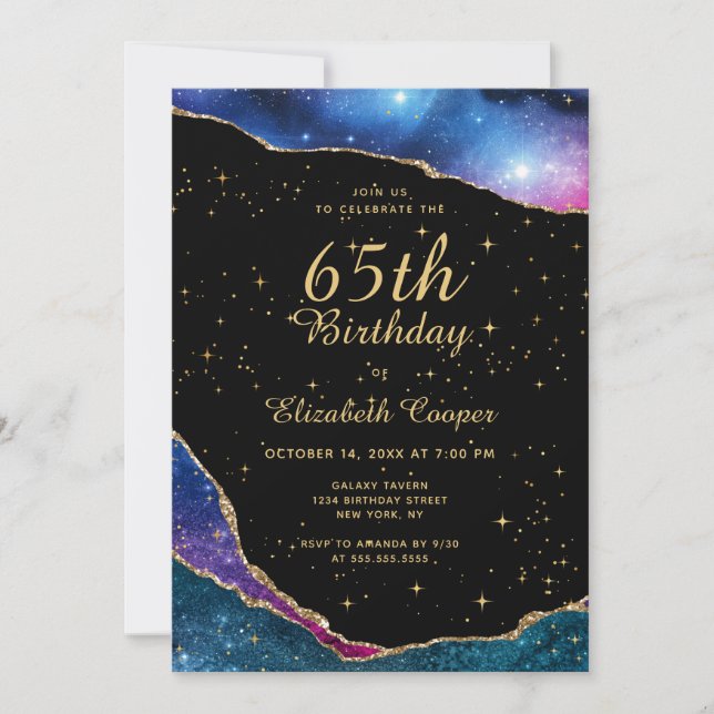 Invitation Élégante fête du 65e anniversaire (Devant)