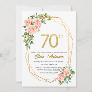 Invitation Elégante fête du 70e anniversaire Aquarelle Glit