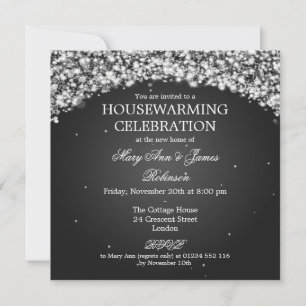 Invitation Élégante Fête du réchauffement de la famille Noir