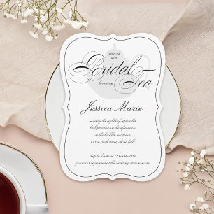 Invitation Élégante fête du thé nuptial en noir et blanc