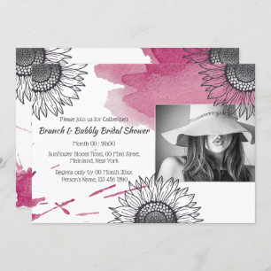 Invitation Élégante fête du tournesol rose gris rose DO-IT-YO