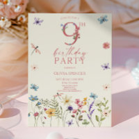 Élégante fête Fleur sauvage Floral 9e anniversaire
