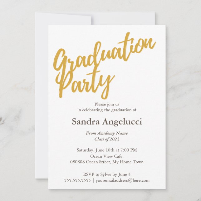 Invitation Élégante fête moderne Golden Graduation Party (Devant)