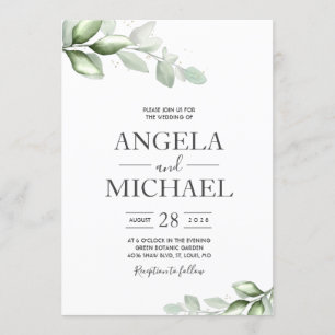 Invitation Élégante feuille de eucalyptus aquarelle boho