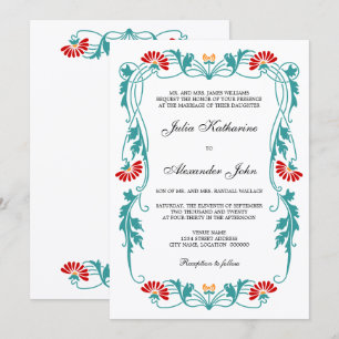 Invitation Élégante feuille florale et tourbillons