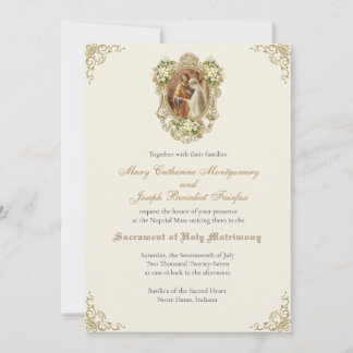 Invitation Élégante Fiançailles Catholiques Mariage Or