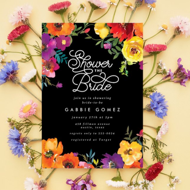 Invitation Elégante Fiesta Colorful Floral Fête des mariées n (Créateur téléchargé)