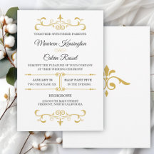 Elégante Filigree or sur blanc, Mariage
