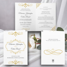 Elégante Filigree or sur blanc, Mariage