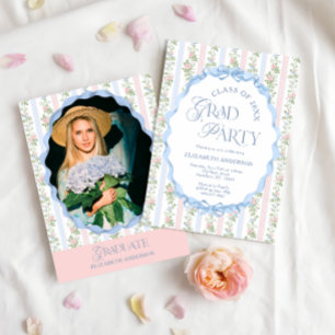 Invitation Élégante Fille Moderne Bows Graduate Party