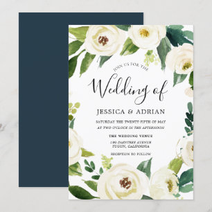 Invitation Elégante Fleur Blanche Fleur Fleur Fer mariage Inv