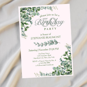 Invitation Élégante Fleur verte rose aux 50e anniversaire des