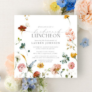 Invitation Élégante Fleurs de Jardin Aquarelle Nuptiale Déjeu