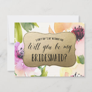 Invitation Elégante Fleurs Or   Bridesmaid