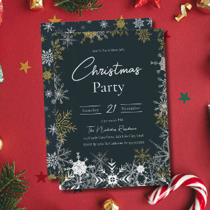 Invitation Élégante Flocon de neige moderne Fête de Noël de l