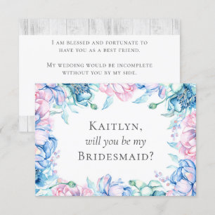 Invitation Elégante Floral Rustic Wood Bridal Party Propositi