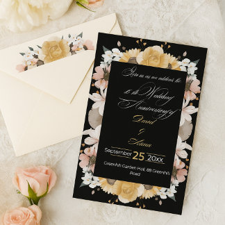 Invitation Elégante florale10e anniversaire Mariage Invitatio