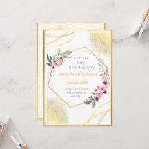 Invitation élégante florale dorée géométrique pour