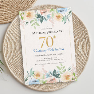 Invitation élégante florale pour les 70 ans