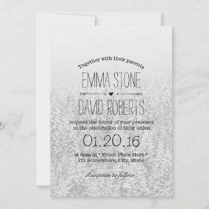 Invitation Élégante Forêt de Neige Mariage d'hiver