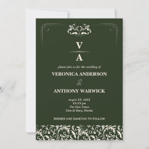 Invitation Élégante Forêt victorienne Mariage floral vert