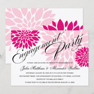Invitation Élégante Fuchsia Pink Floral Burst Party