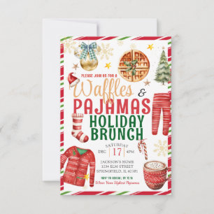 Invitation Elégante gaufre de Noël Pyjamas Fête Brunch