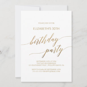 Invitation Elégante Gold Calligraphy Anniversaire