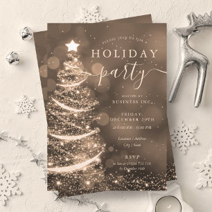 Invitation Elégante Gold Christmas Tree Company Holiday