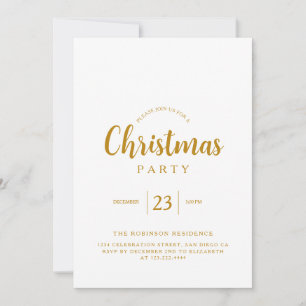 Invitation Élégante Gold Script Noël Fête de Noël