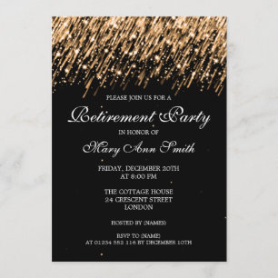Invitation Élégante Gold Stars du Parti de la retraite