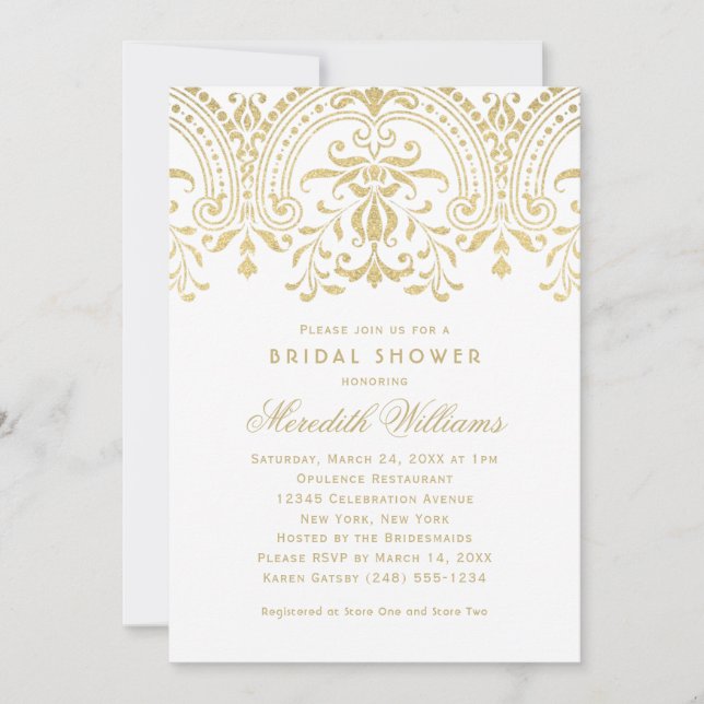 Invitation Elégante Gold Vintage Glamor Mariage Fête des mari (Devant)