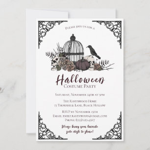 Invitation Élégante Halloween foncé Adulte Costume Party
