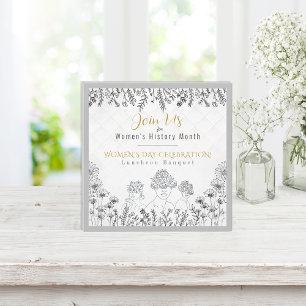 Invitation Élégante Histoire de la Journée des Femmes Blanc C