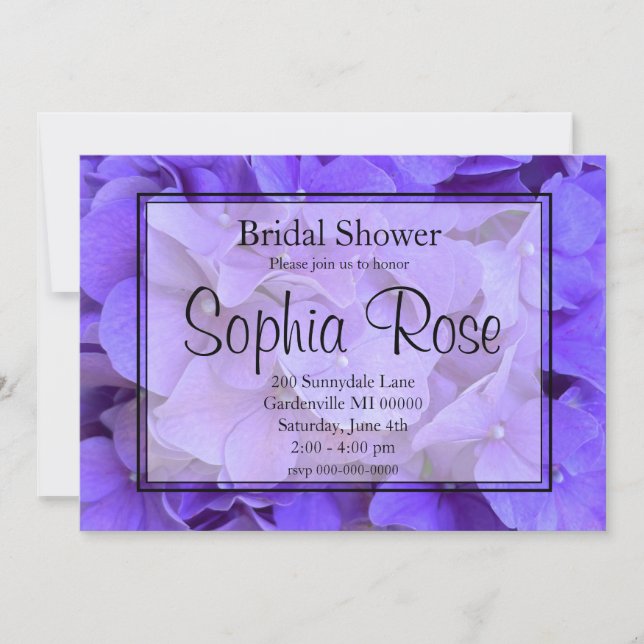 Invitation Elégante Hydrangée Lavande violette douche nuptial (Devant)