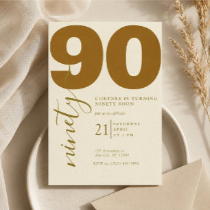 Invitation élégante imprimée pour 90e anniversaire