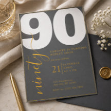 Invitation élégante imprimée pour 90e anniversaire