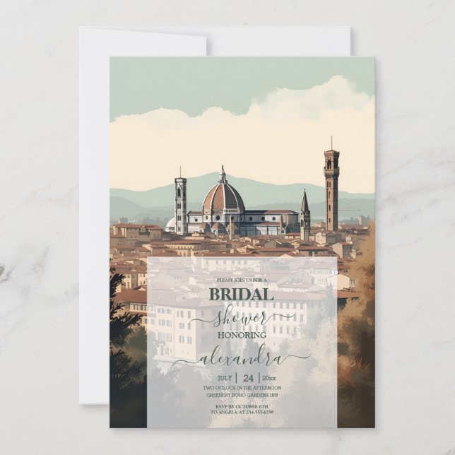 Invitation Elégante Italie Florence Fête des mariées de desti (Devant)